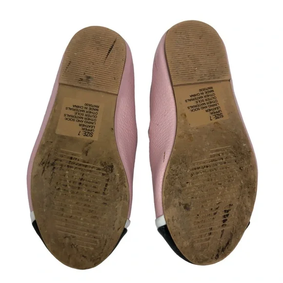 Janie and Jack Pink Ballet Flats with Black Patent Cap Toe size 7 - Picture 9 of 14